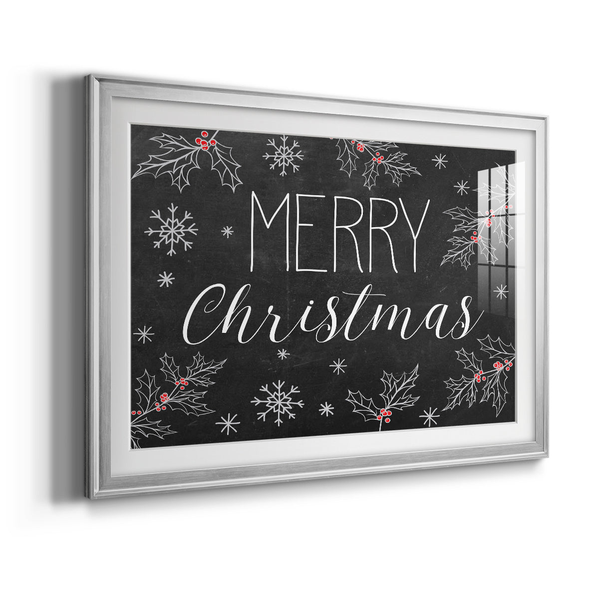 Merry Christmas Chalkboard - Modern Framed Art Print