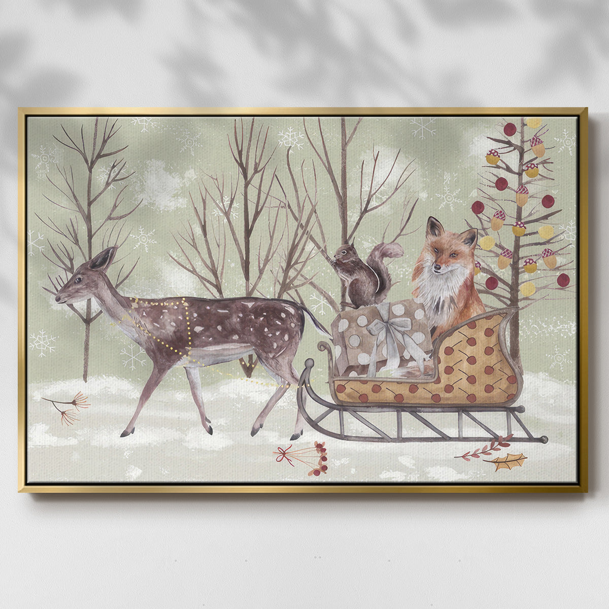 Christmas Time Collection A - Framed Gallery Wrapped Canvas in Floating Frame