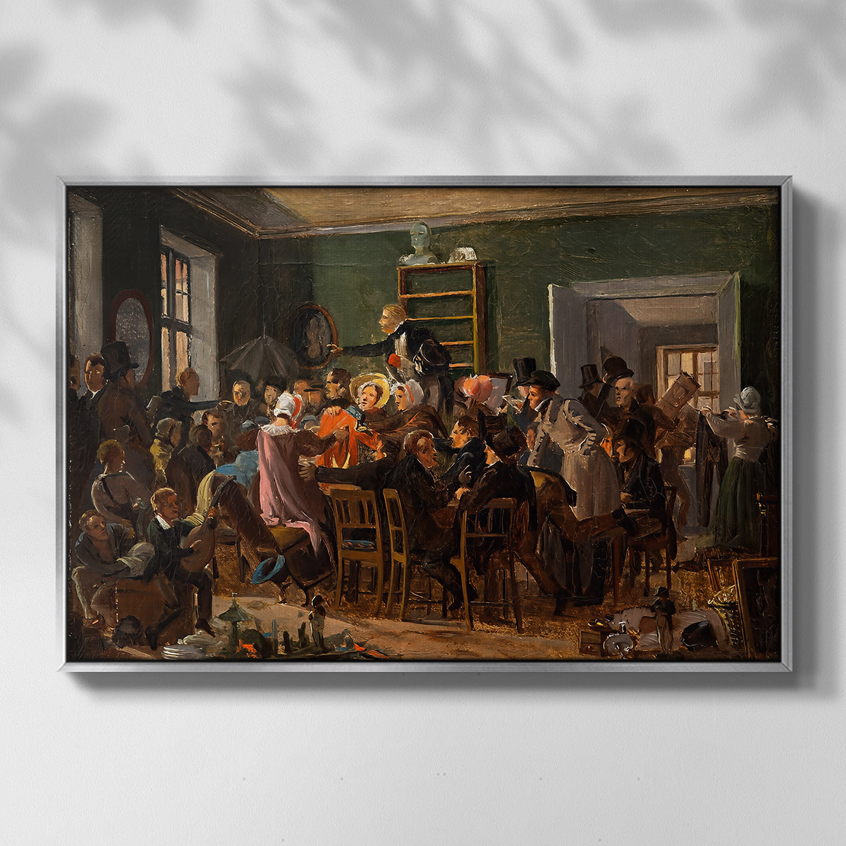 An Auction Scene, 1835 - Floater Framed Canvas Print