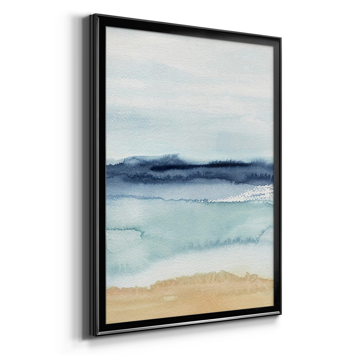 Watercolor Ocean Horizon II - Modern Framed Canvas Print