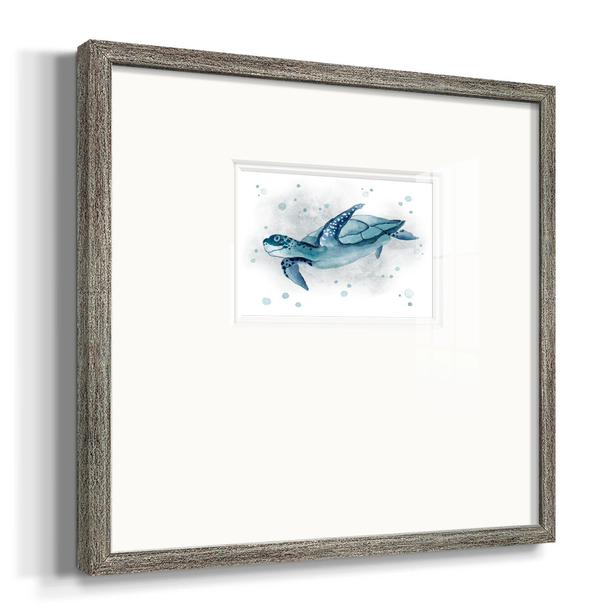 Blue Turtle II - Double Matboard Framed Print