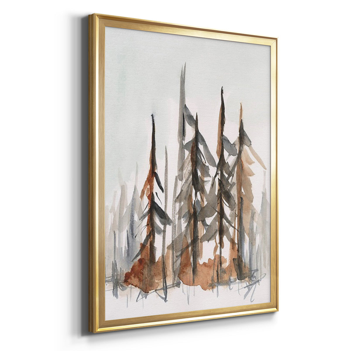 Rustic Evergreens I - Modern Framed Canvas Print