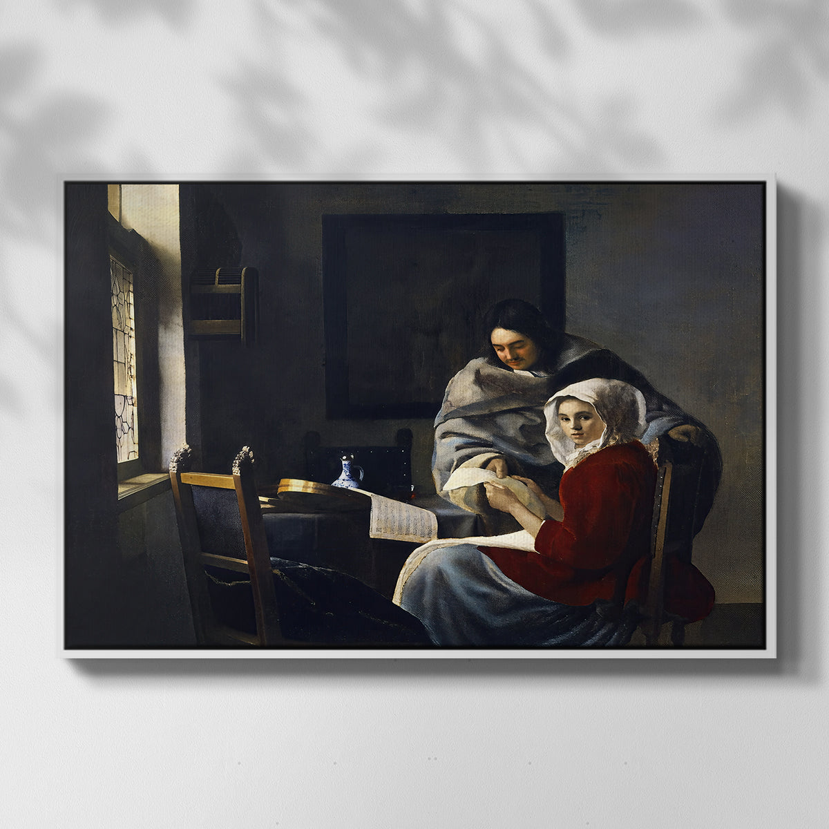 Girl Interrupted at Her Music, c. 1658-1659 - Floater Framed Canvas Print