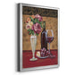 Vintage Flowers and Wine I - Modern Framed Canvas Print