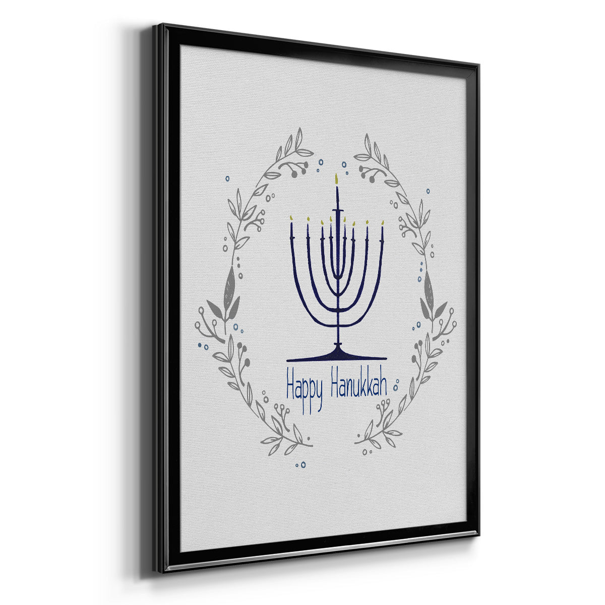 Happy Hanukkah II - Modern Framed Canvas Print