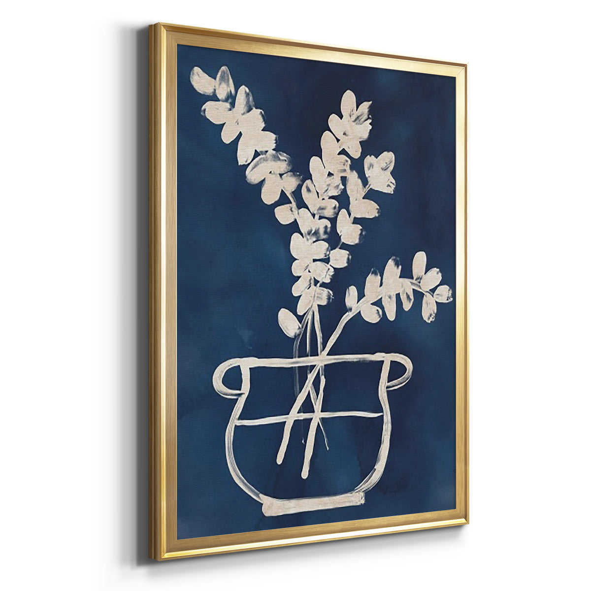Vessel on Indigo II - Modern Framed Canvas Print