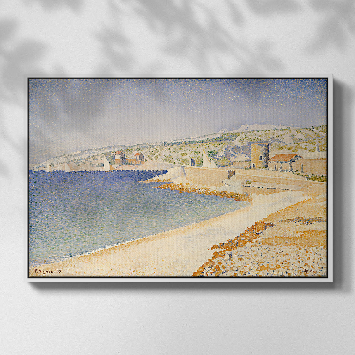 The Jetty at Cassis, Opus 198, 1889 - Floater Framed Canvas Print
