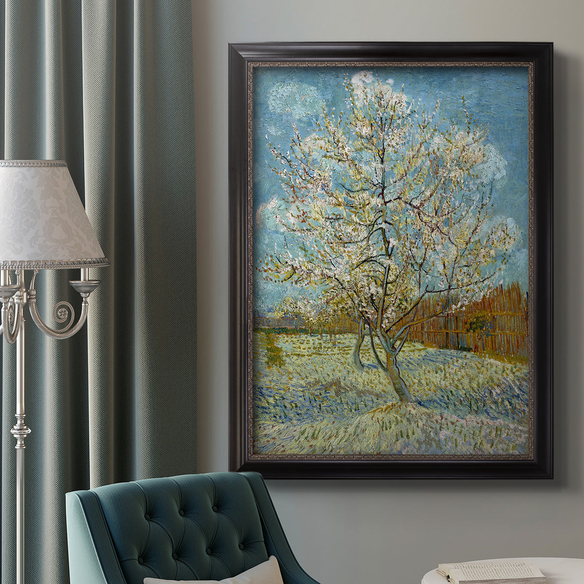  The Pink Peach Tree - Ornate Framed Canvas Print