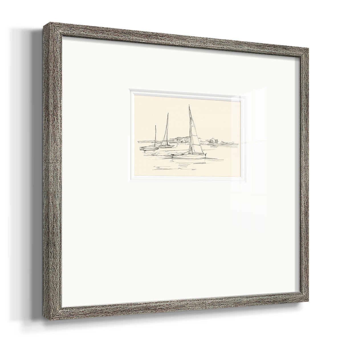 Coastal Contour Sketch I Premium Framed Print Double Matboard