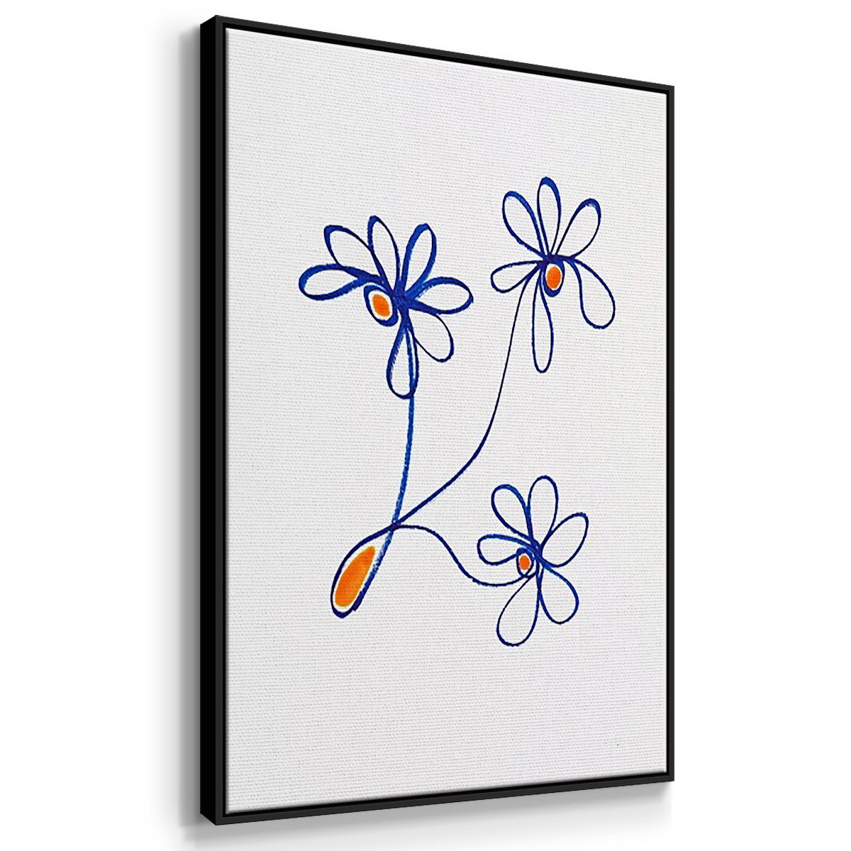 Wobbly Blooms I - Framed Premium Gallery Wrapped Canvas L Frame 3 Piece Set - Ready to Hang