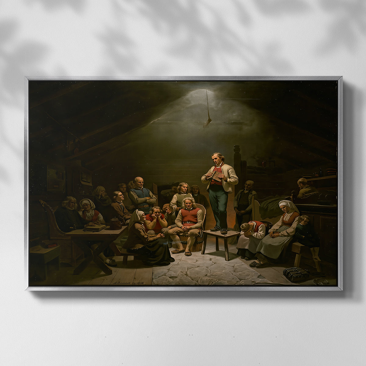 Low Church Devotion (Haugianerne), 1848 - Floater Framed Canvas Print