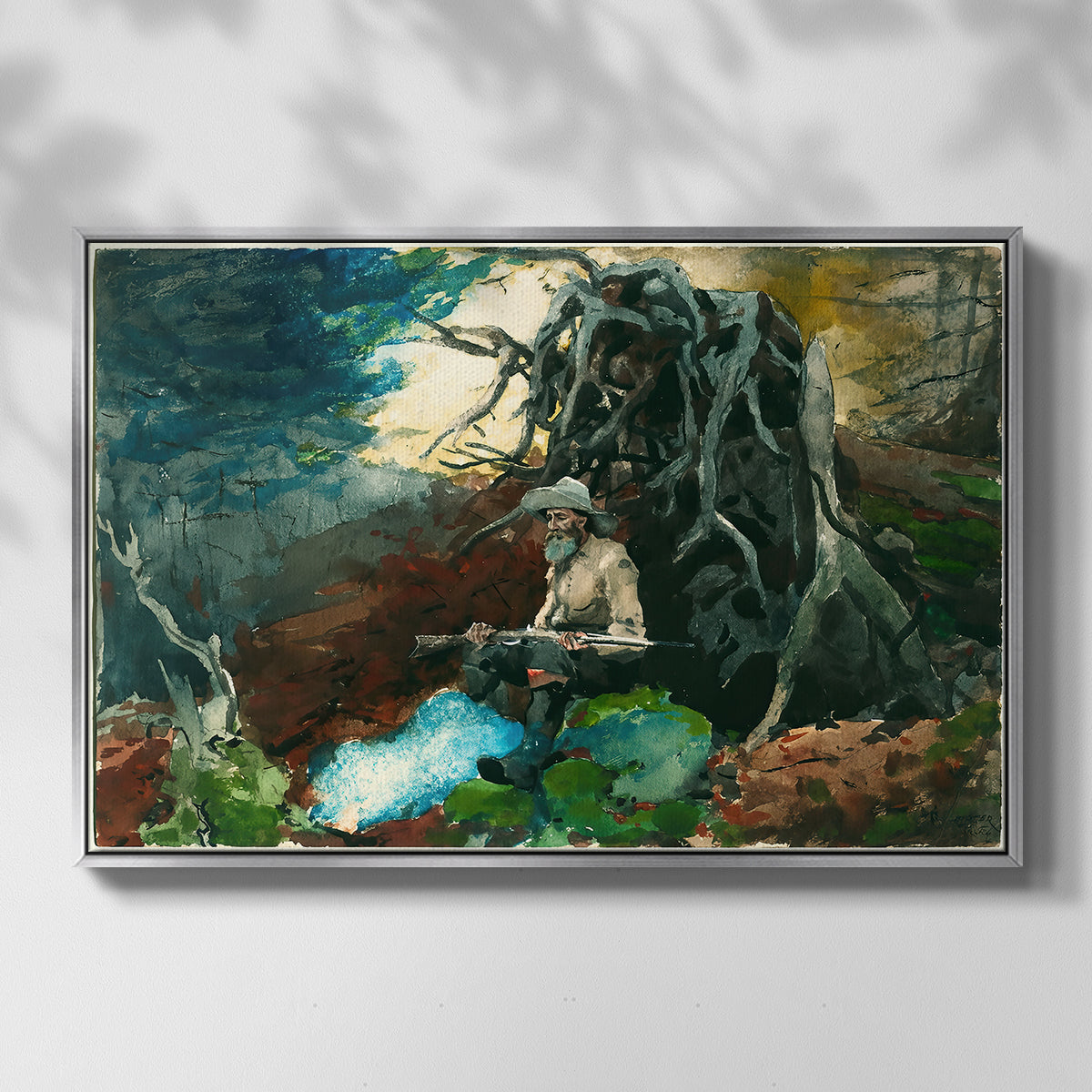 Campfire, Adirondacks, 1892 - Floater Framed Canvas Print