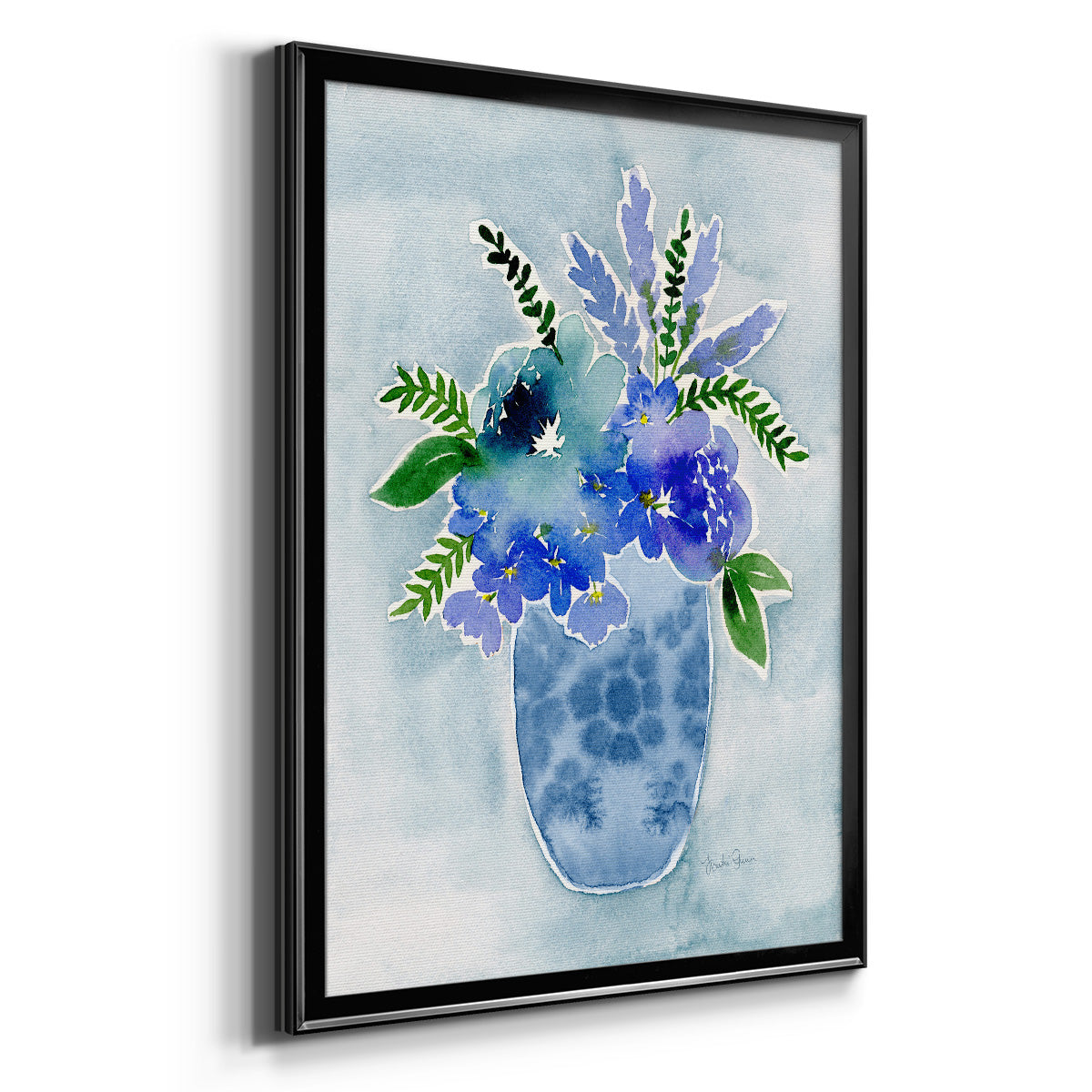 Blue Bouquet I - Modern Framed Canvas Print