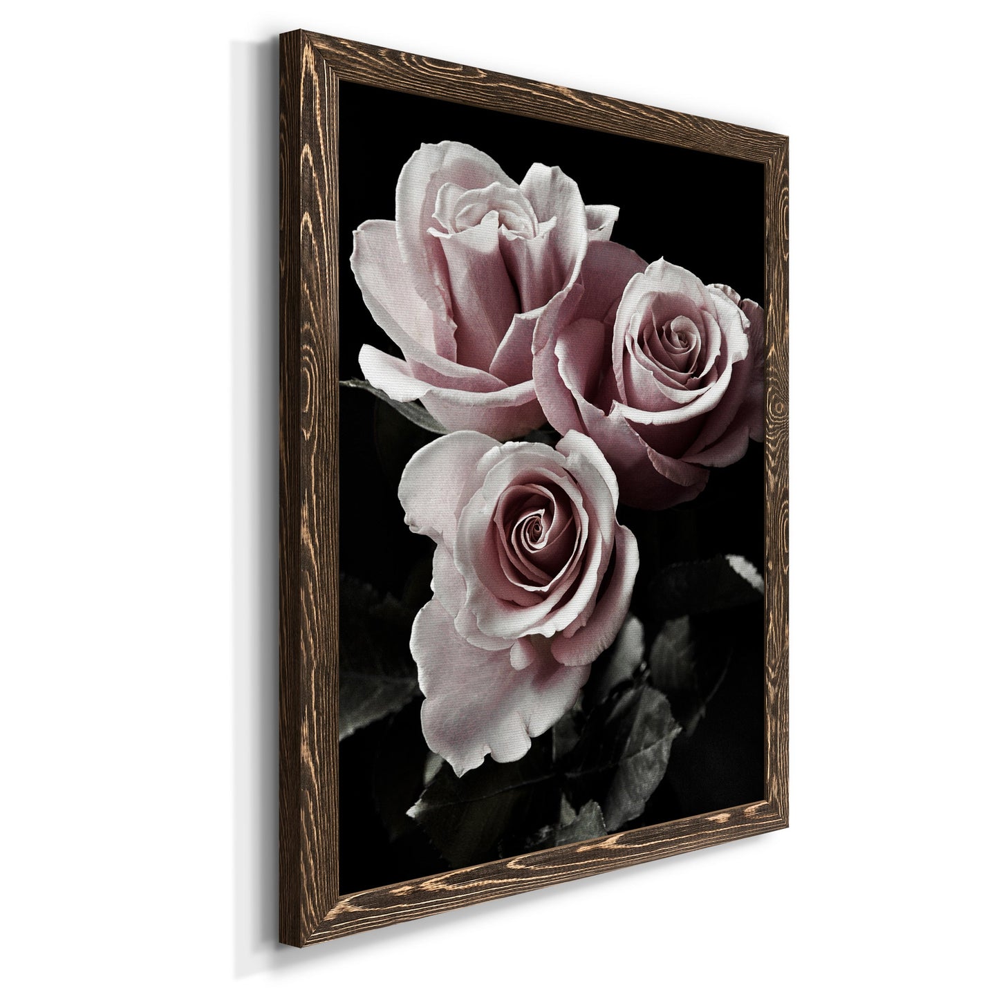 Rose Noir I - Premium Canvas Framed in Barnwood - Ready to Hang