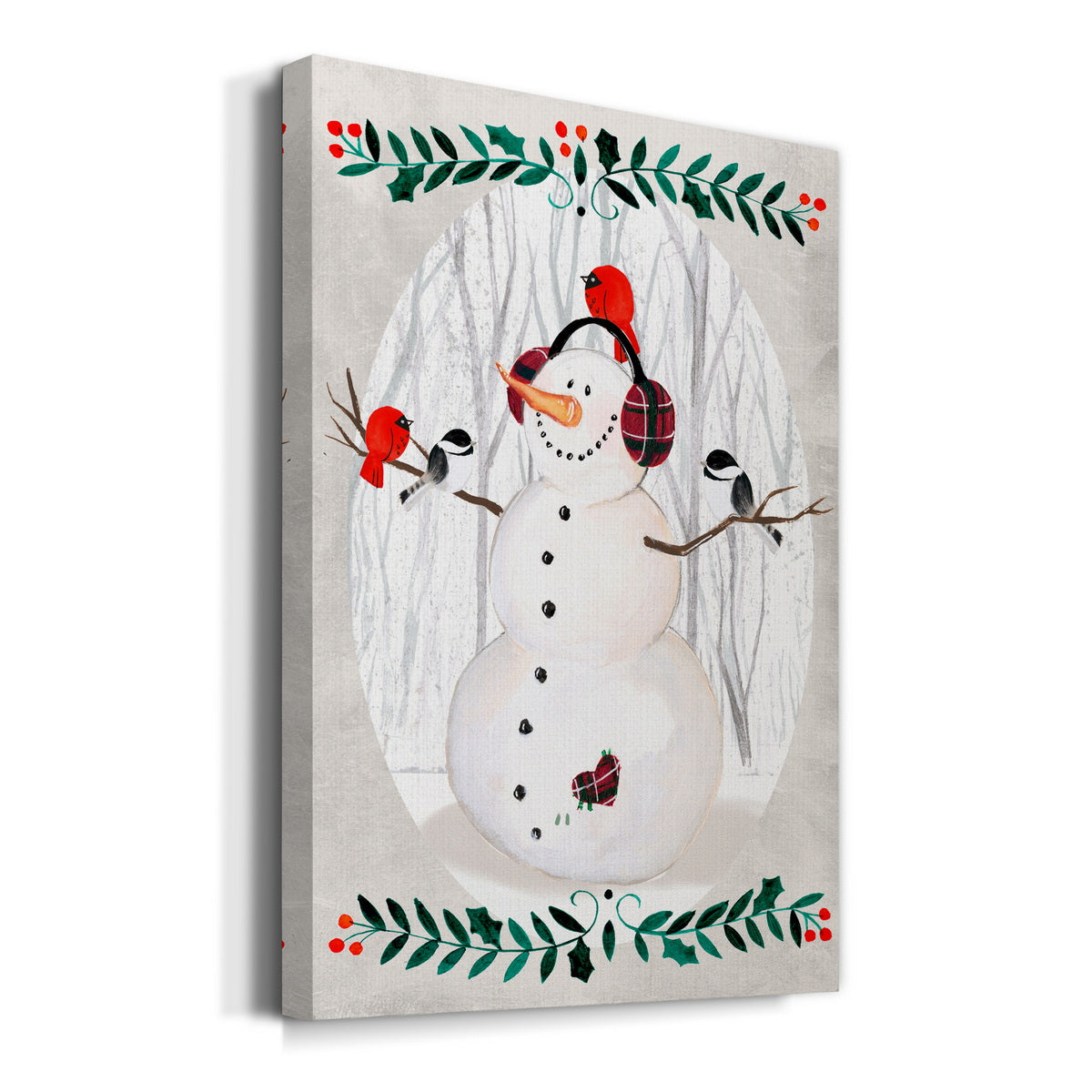 Folk Snowman Forest Collection B Premium Gallery Wrapped Canvas - Ready to Hang