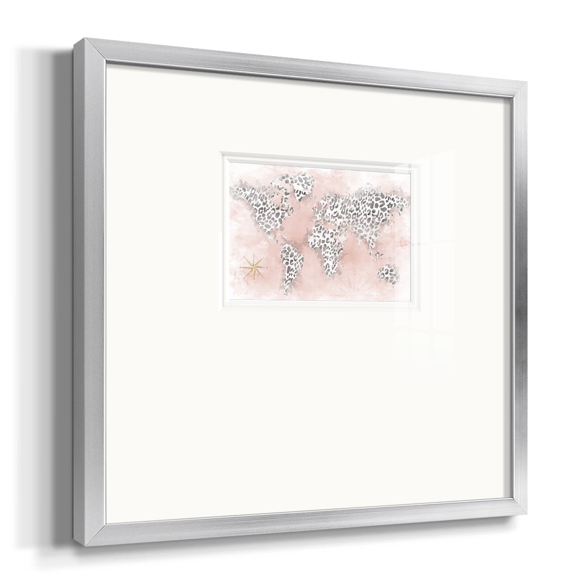 Pink Cheetah Map Premium Framed Print Double Matboard