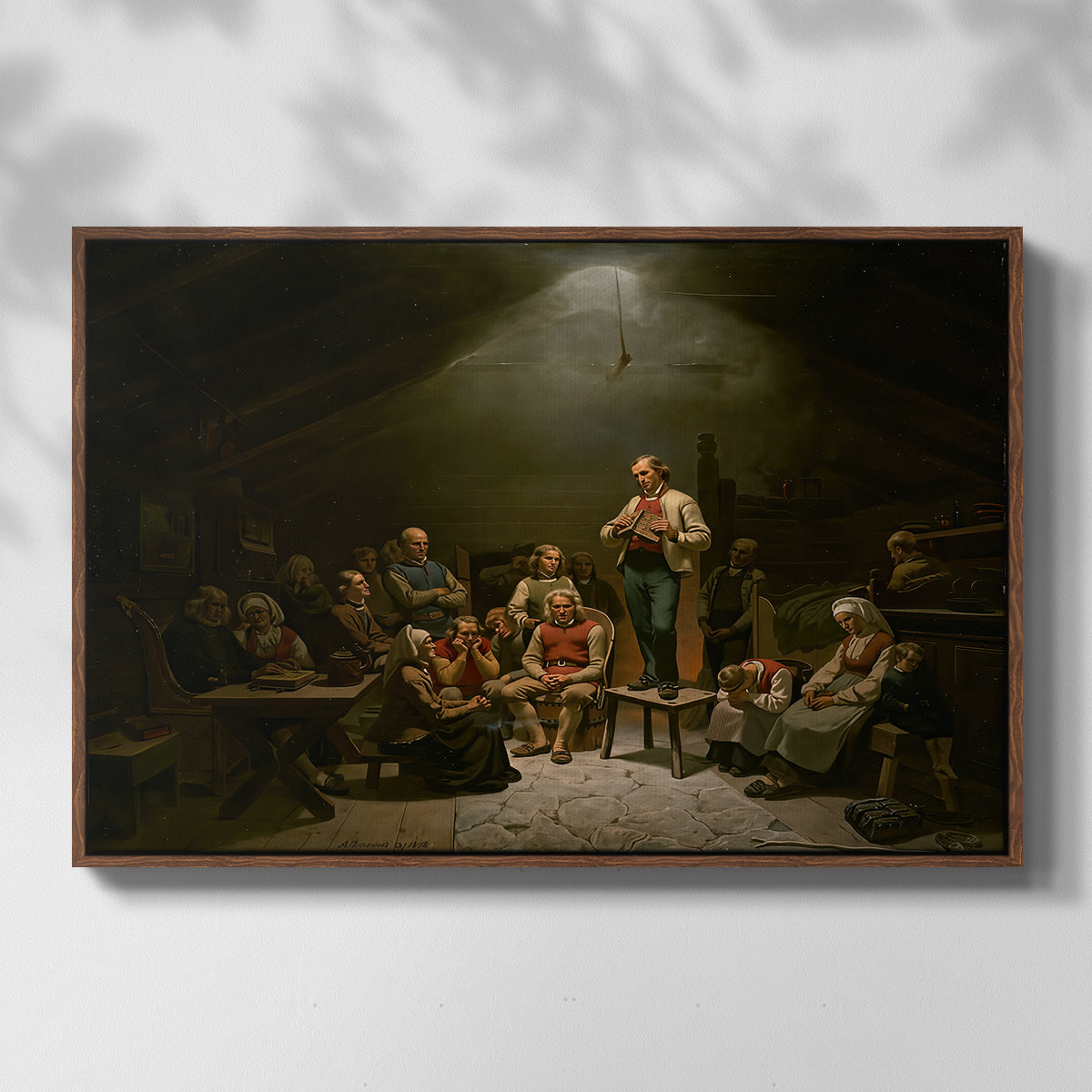 Low Church Devotion (Haugianerne), 1848 - Floater Framed Canvas Print
