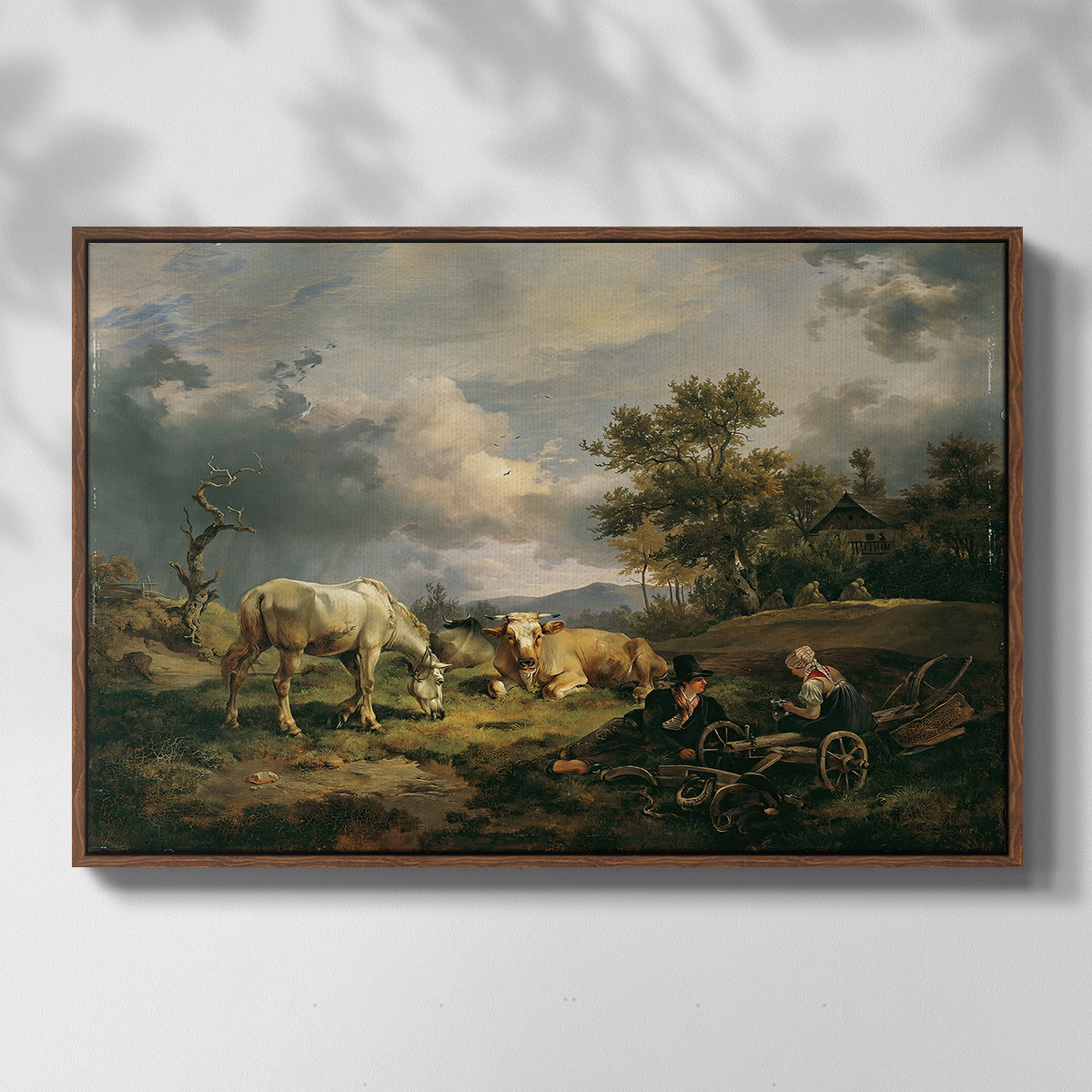 Young Peasant Couple Resting in the Field, 1829 - Floater Framed Canvas Print