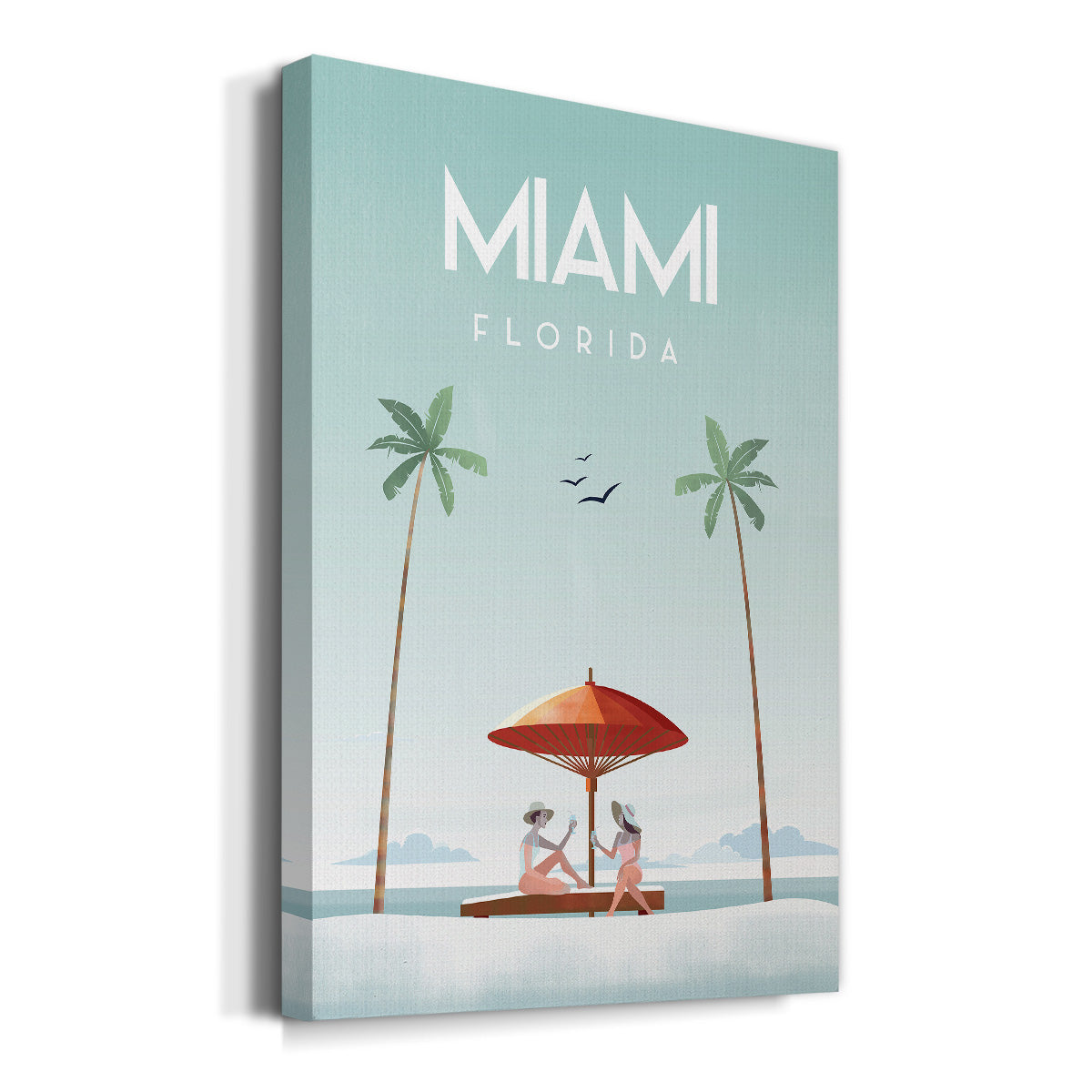 Illustrated Miami Beach II Premium Gallery Wrapped Canvas - Ready to Hang