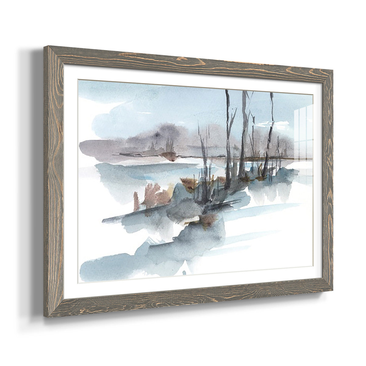 Winter Stream Watercolor I - Barnwood Framed Art Print