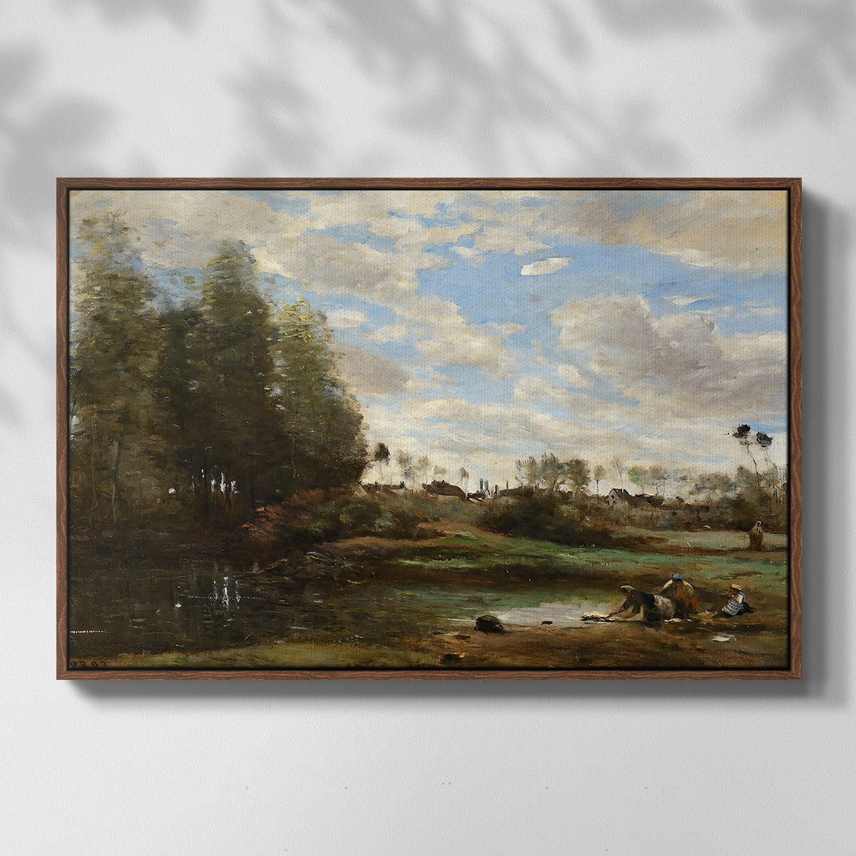 Washerwomen at the Water's Edge, c. 1860-1870 - Floater Framed Canvas Print