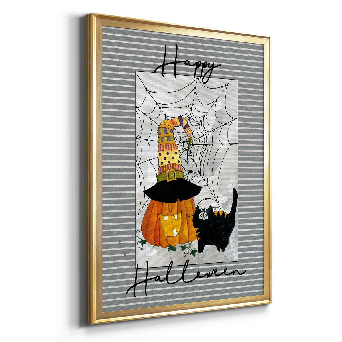 Happy Halloween Pumpkin - Modern Framed Canvas Print