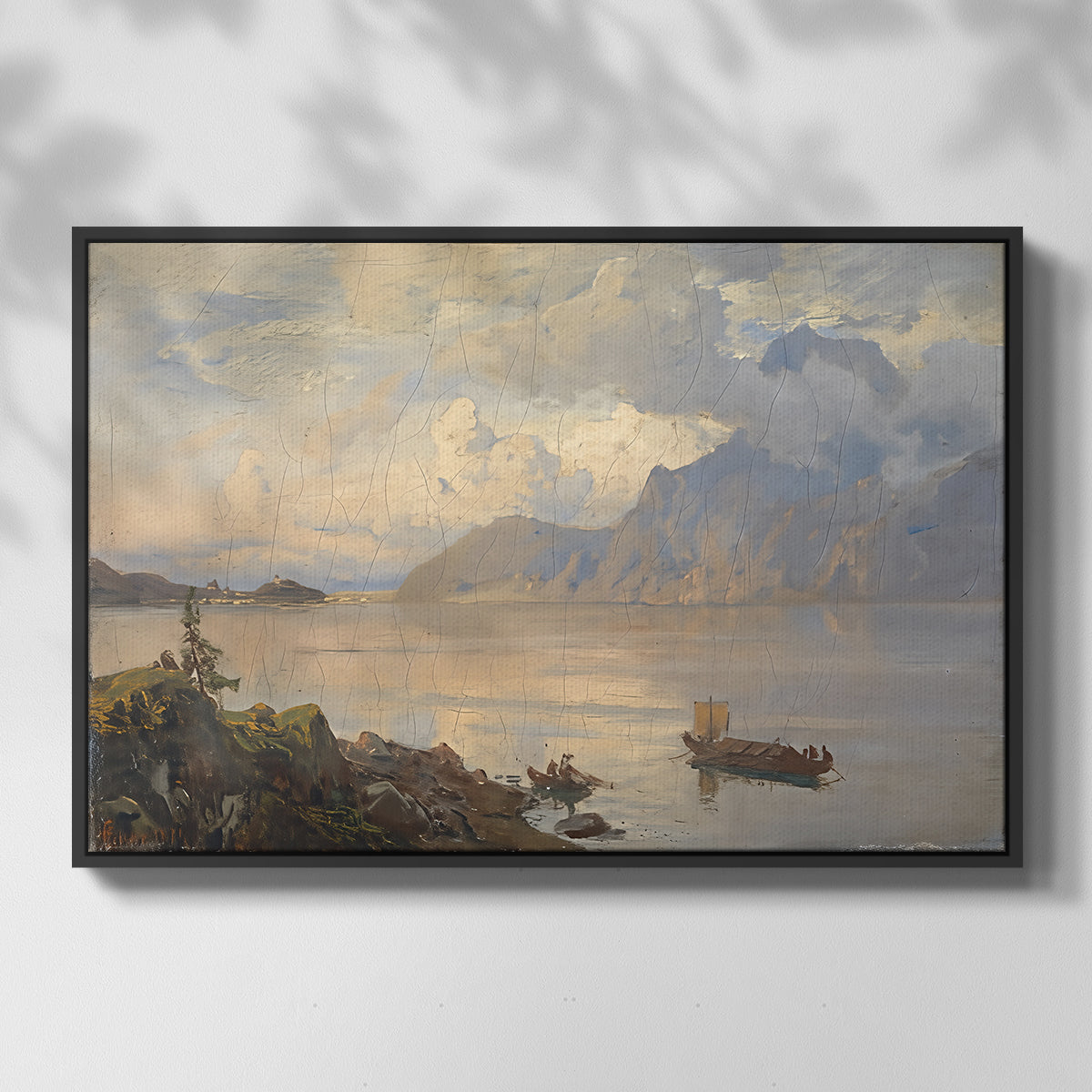 Traunsee, 1871 - Floater Framed Canvas Print