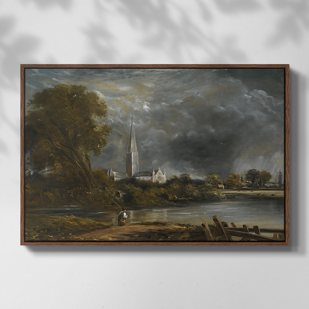 Salisbury Cathedral from the Meadows, c. 1831 - Floater Framed Canvas Print
