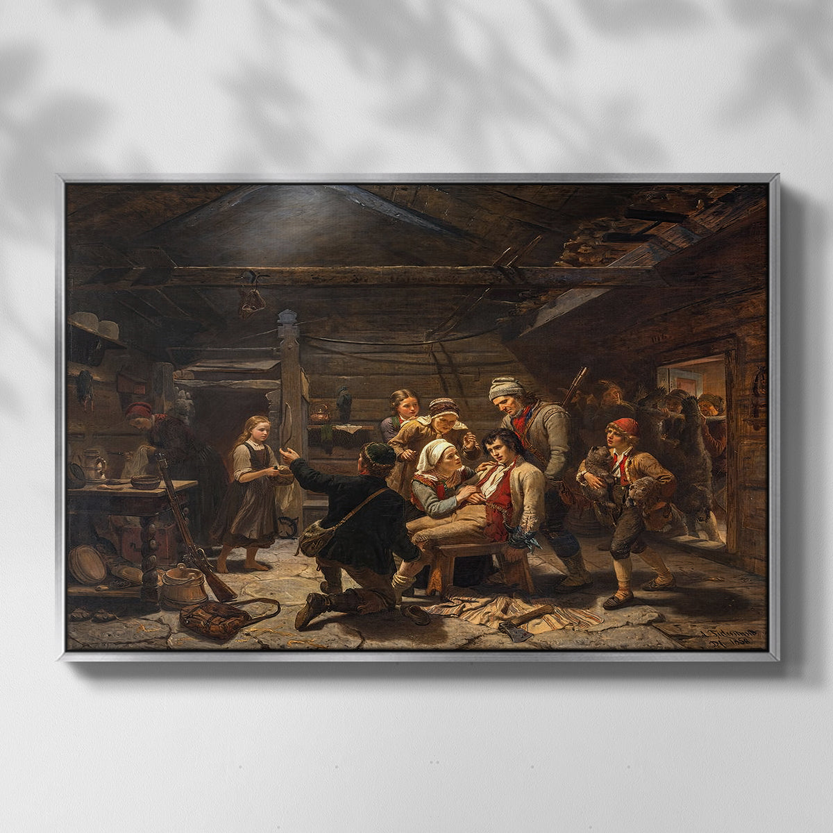 The Return of the Bear Hunter, 1856 - Floater Framed Canvas Print