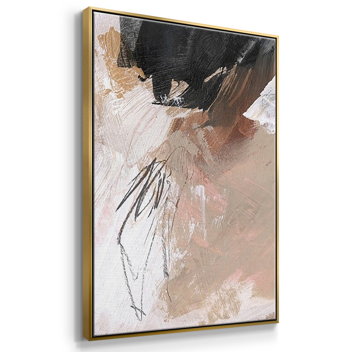 Unbleached Neutrals IV - Framed Premium Gallery Wrapped Canvas L Frame 3 Piece Set - Ready to Hang