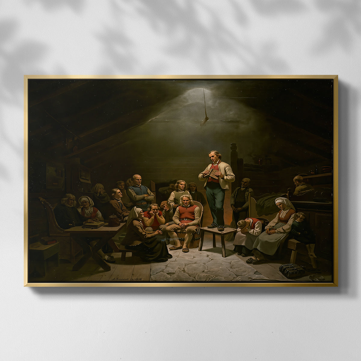 Low Church Devotion (Haugianerne), 1848 - Floater Framed Canvas Print