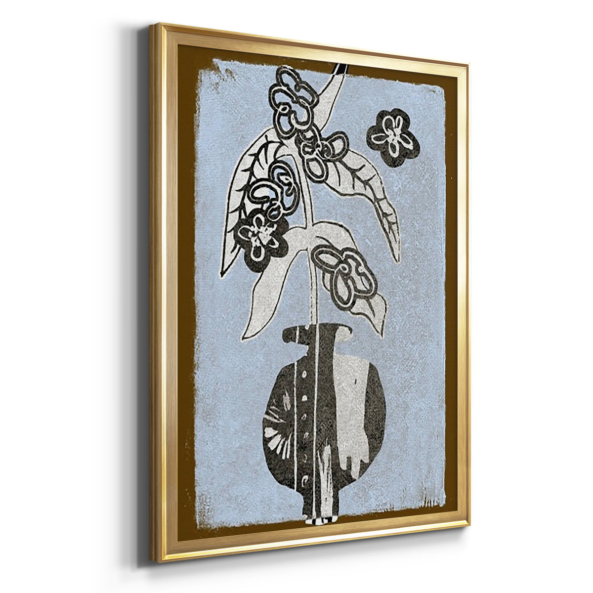 Graphic Flowers in Vase IV - Modern Framed Canvas Print