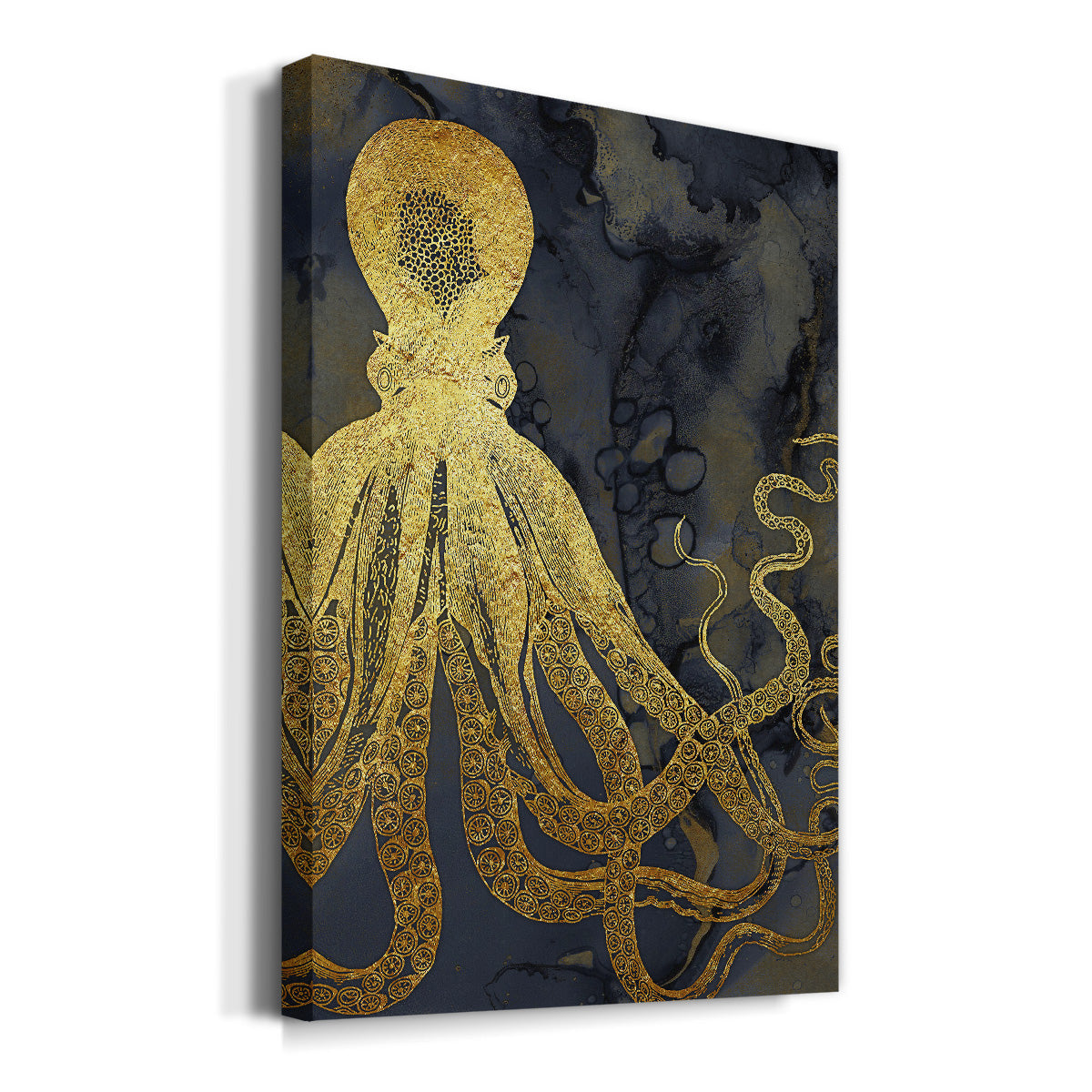 Octopus Ink Gold & Blue I Premium Gallery Wrapped Canvas - Ready to Hang