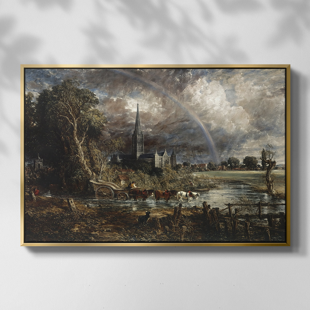 Salisbury Cathedral from the Meadows (Detail), 1831 - Floater Framed Canvas Print