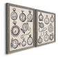 Pocket Watch Sketches I - Premium Framed Canvas 2 Piece Set - Ready to Hang