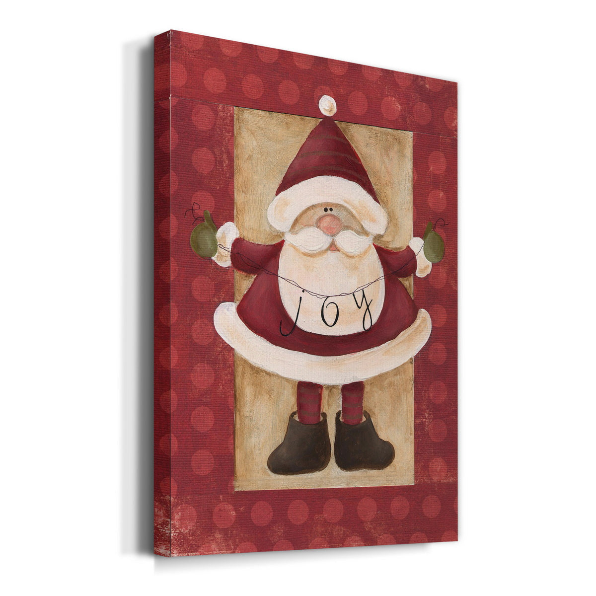 Polka Dot Joy Santa Premium Gallery Wrapped Canvas - Ready to Hang