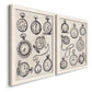 Pocket Watch Sketches I - Premium Framed Canvas 2 Piece Set - Ready to Hang