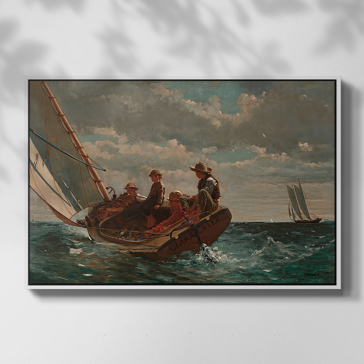 Breezing Up (A Fair Wind), 1873-1876 - Floater Framed Canvas Print
