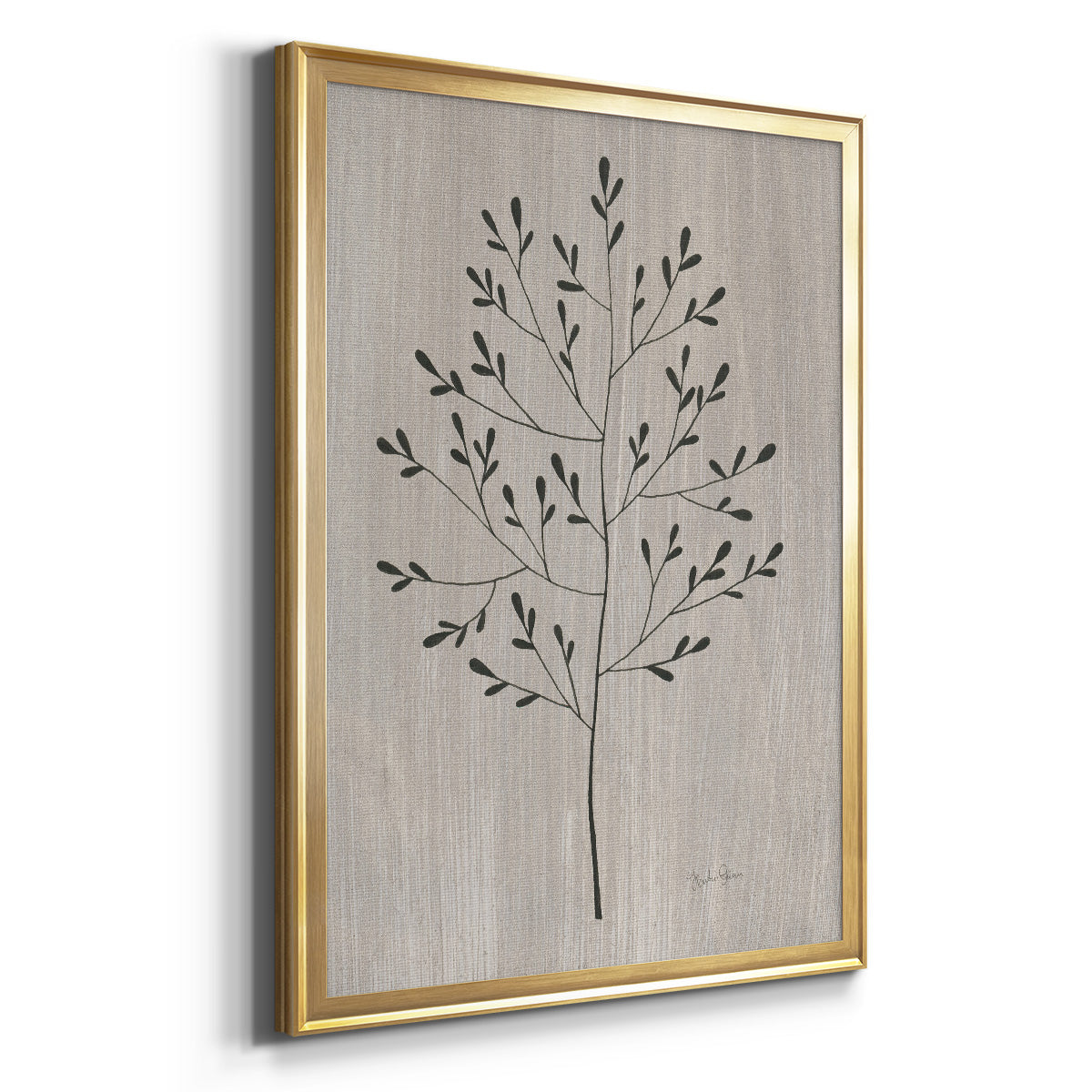 Leaves and Wood II - Modern Framed Canvas Print