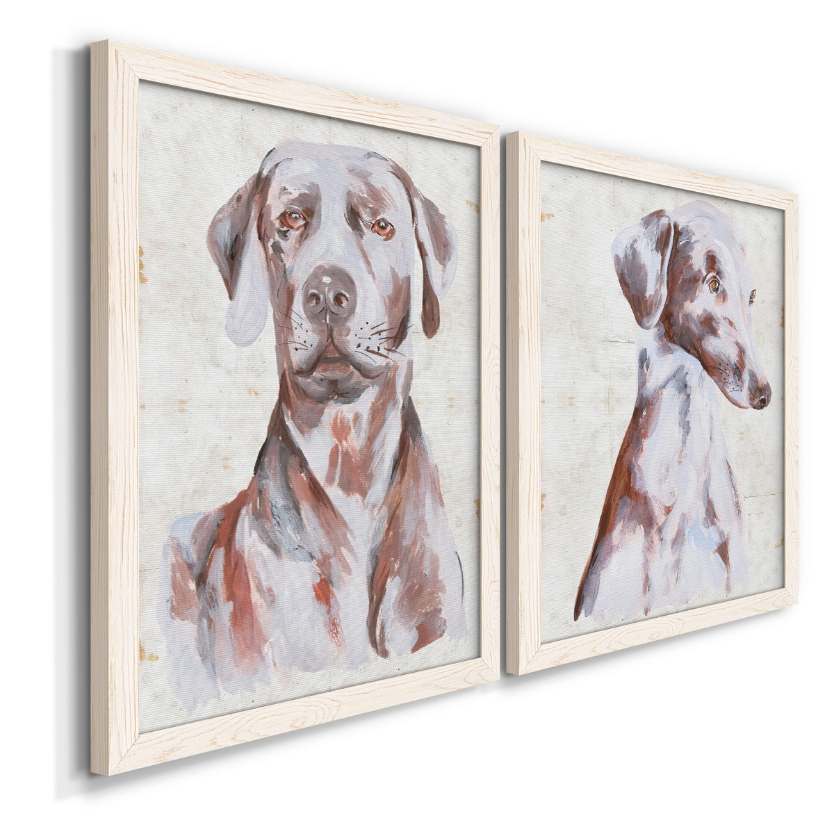 Sitting Dog I - Premium Framed Canvas 2 Piece Set - Ready to Hang