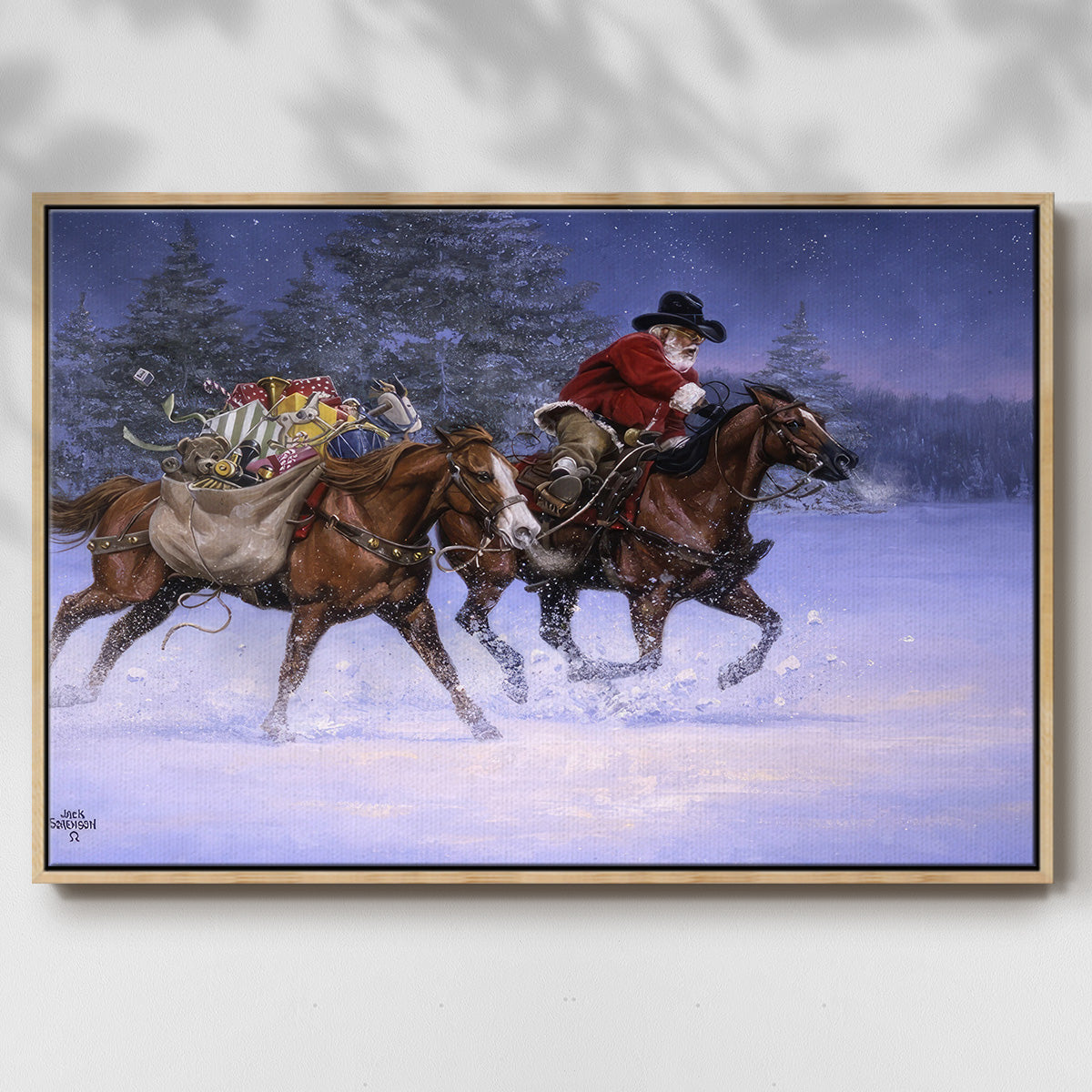 Christmas Rush - Framed Gallery Wrapped Canvas in Floating Frame