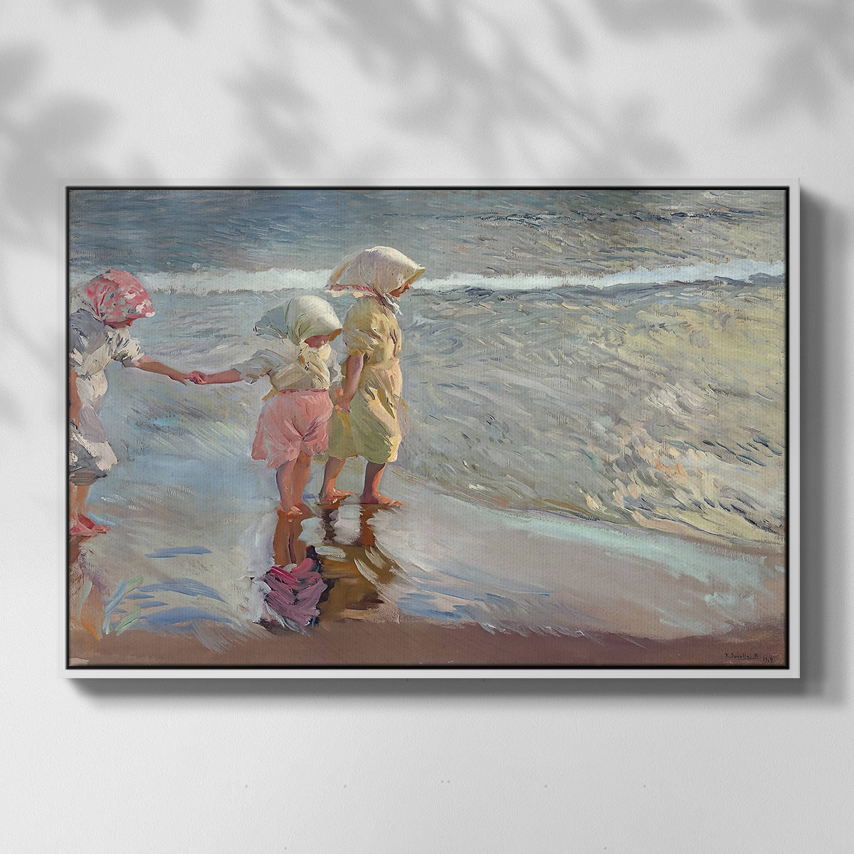 The Three Sisters on the Beach, 1908 - Floater Framed Canvas Print