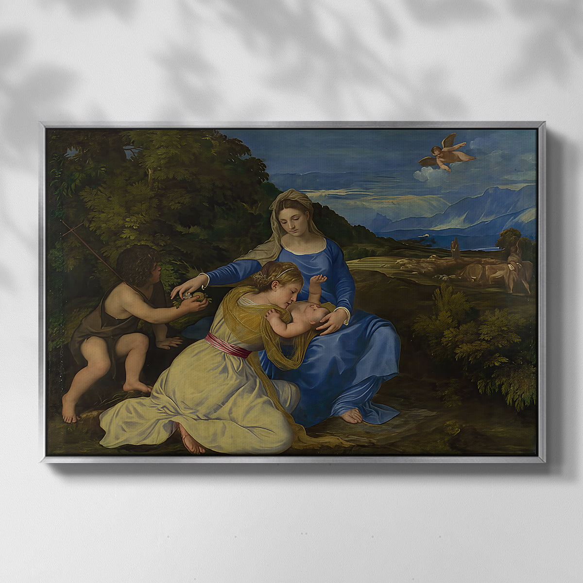 The Aldobrandini Madonna, 1532 - Floater Framed Canvas Print