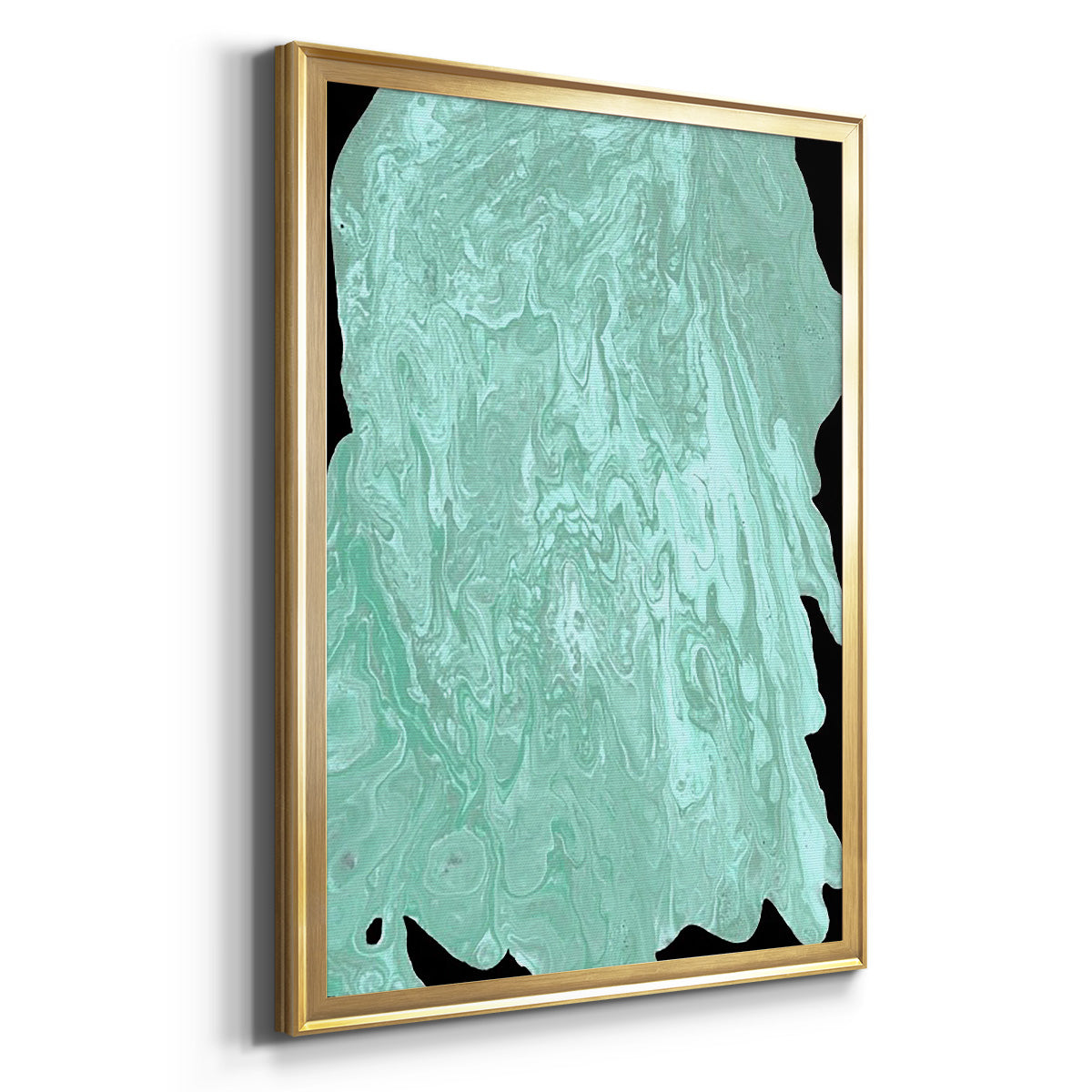 Teal Cascade II - Modern Framed Canvas Print
