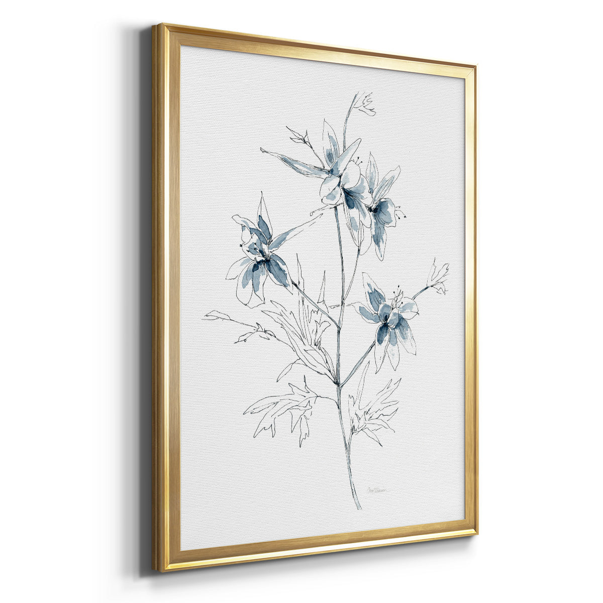 Indigo Sketch II - Modern Framed Canvas Print
