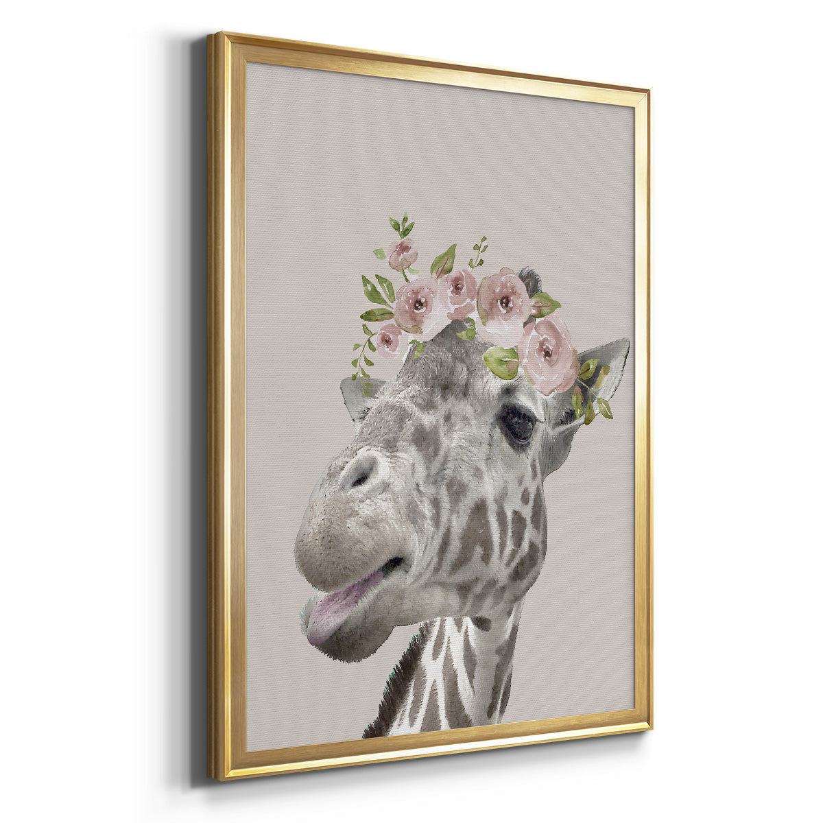 Peek A Boo Giraffe I - Modern Framed Canvas Print