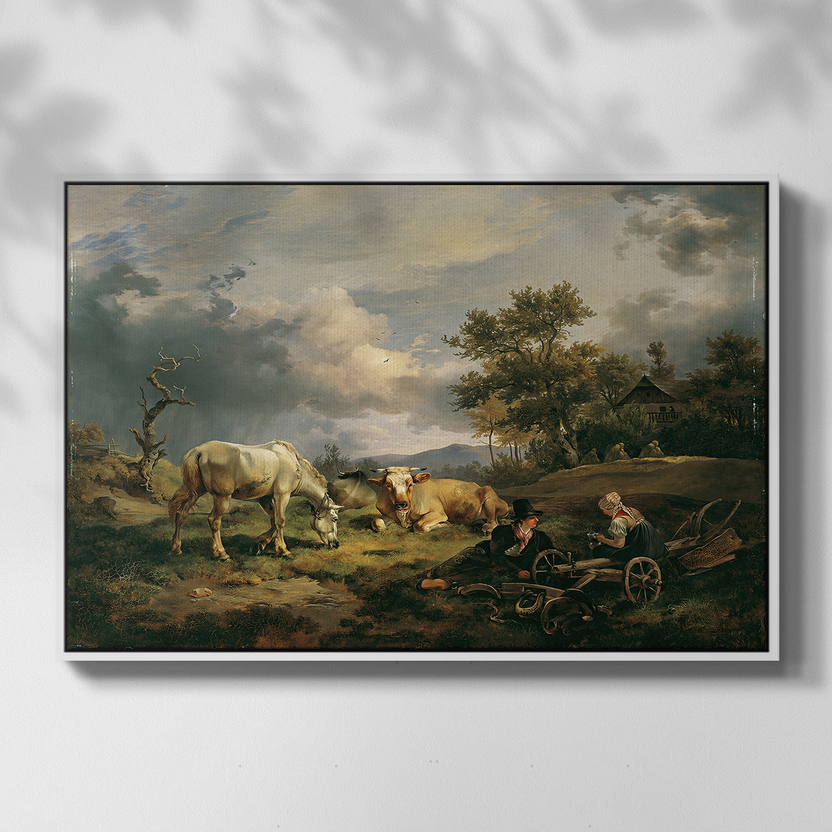 Young Peasant Couple Resting in the Field, 1829 - Floater Framed Canvas Print