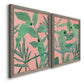 Pink and Green Birds of Paradise I - Premium Framed Canvas 2 Piece Set - Ready to Hang