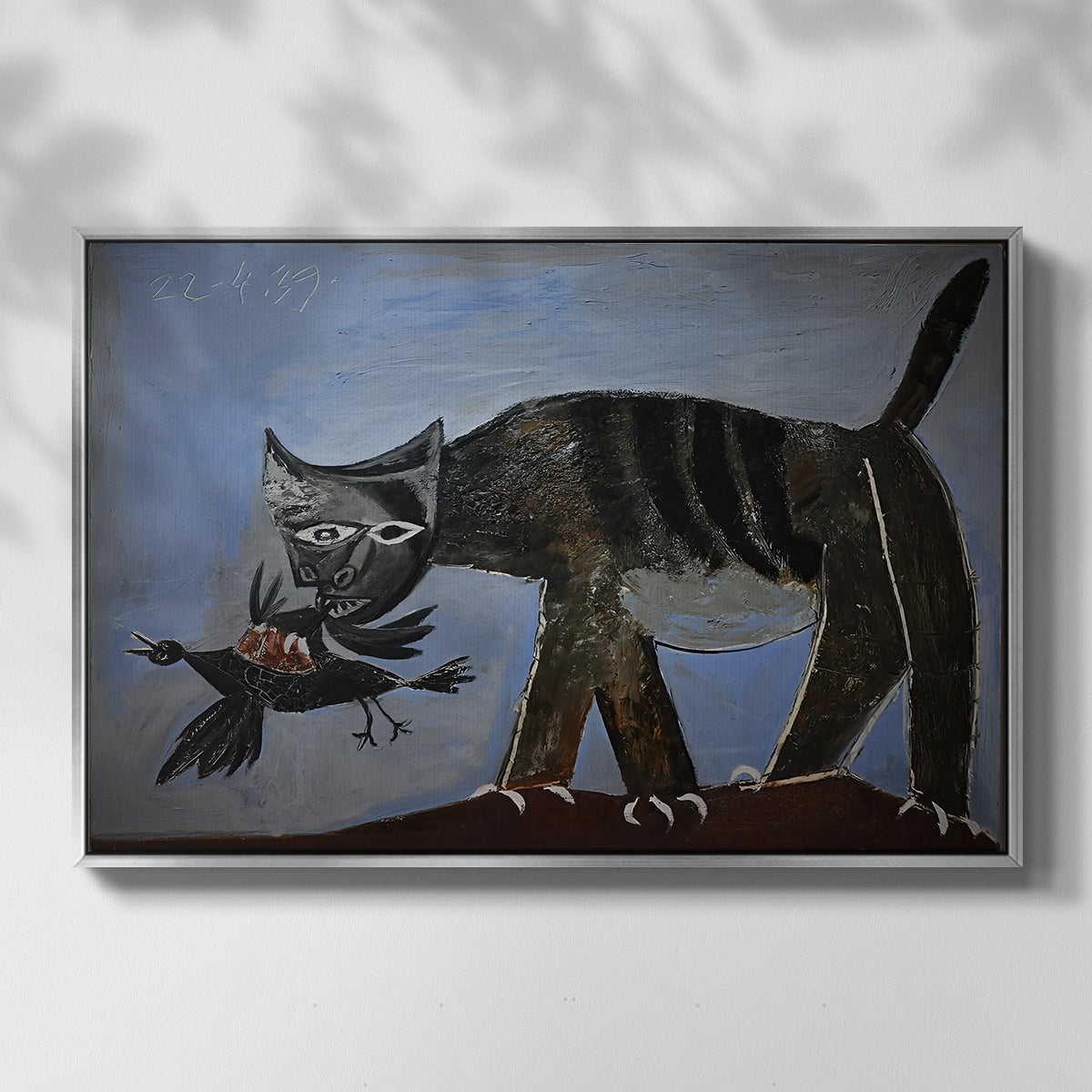Cat Catching a Bird, 1939 - Floater Framed Canvas Print