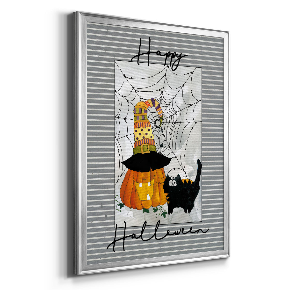 Happy Halloween Pumpkin - Modern Framed Canvas Print